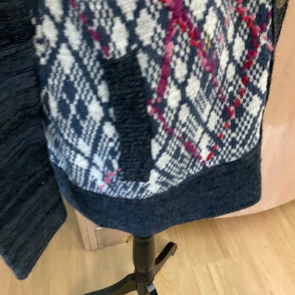 Free People Foxtrot Argyle Wool Blend Cardigan Grandpa Grunge Sweater XS British - Picture 11 of 16